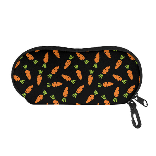 Black Carrot Pattern Print Glasses Case