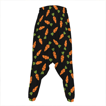 Black Carrot Pattern Print Hammer Pants