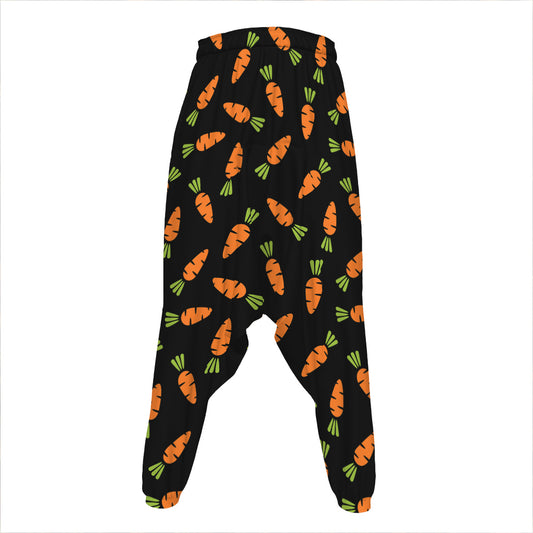 Black Carrot Pattern Print Hammer Pants