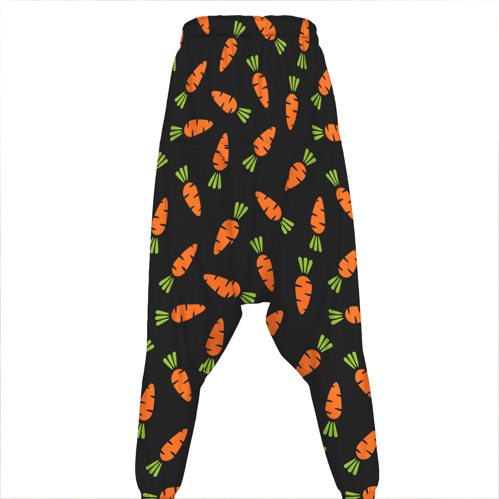 Black Carrot Pattern Print Hammer Pants