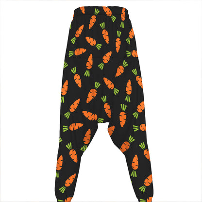 Black Carrot Pattern Print Hammer Pants