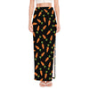 Black Carrot Pattern Print High Slit Maxi Skirt