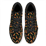 Black Carrot Pattern Print High Top Leather Sneakers