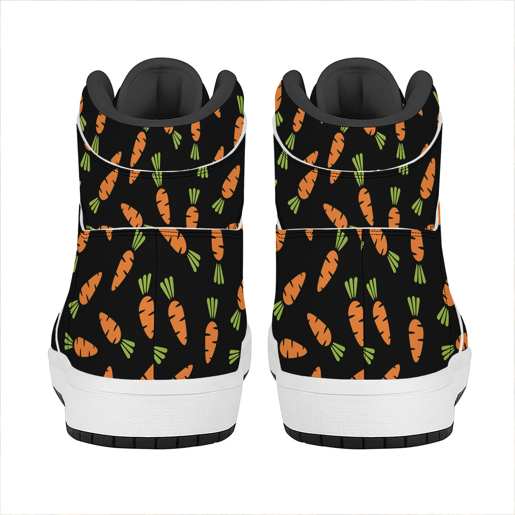 Black Carrot Pattern Print High Top Leather Sneakers