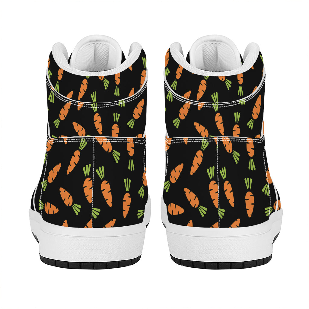 Black Carrot Pattern Print High Top Leather Sneakers