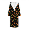 Black Carrot Pattern Print Hooded Bathrobe