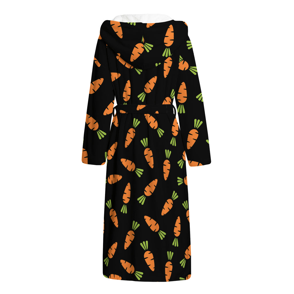 Black Carrot Pattern Print Hooded Bathrobe