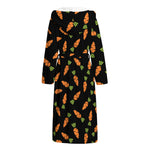 Black Carrot Pattern Print Hooded Bathrobe