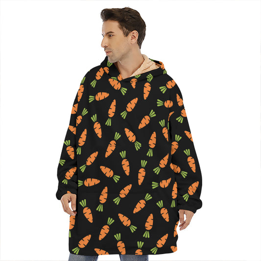 Black Carrot Pattern Print Hoodie Blanket