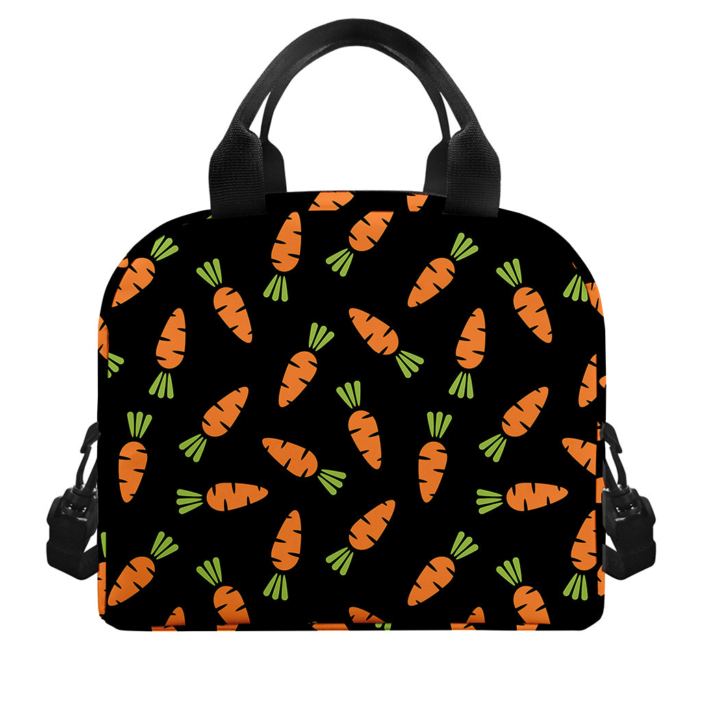 Black Carrot Pattern Print Insulated Lunch Bag