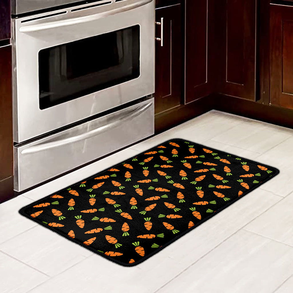 Black Carrot Pattern Print Kitchen Mat