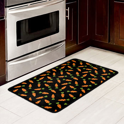 Black Carrot Pattern Print Kitchen Mat