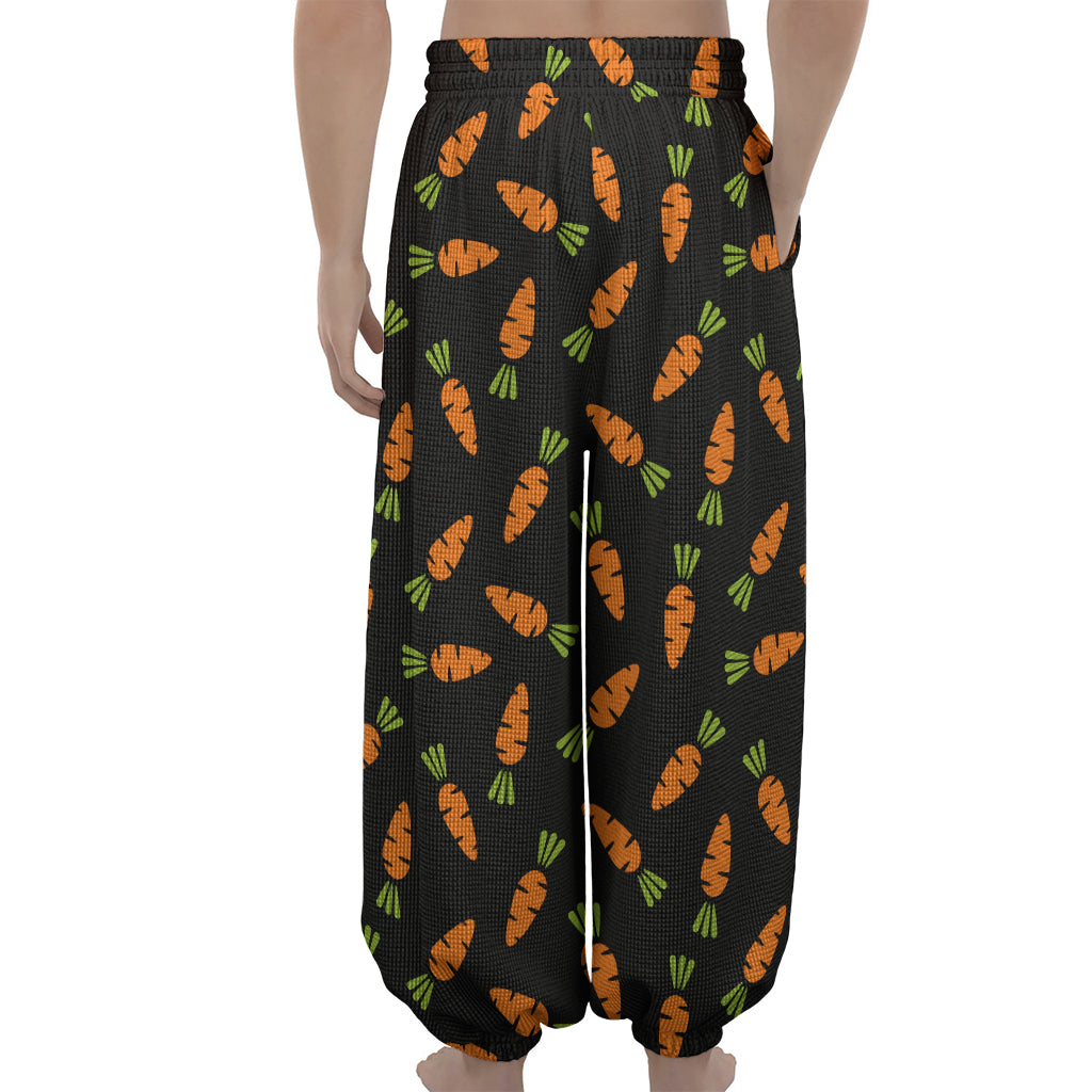 Black Carrot Pattern Print Lantern Pants