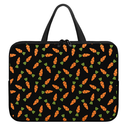 Black Carrot Pattern Print Laptop Sleeve With Handle