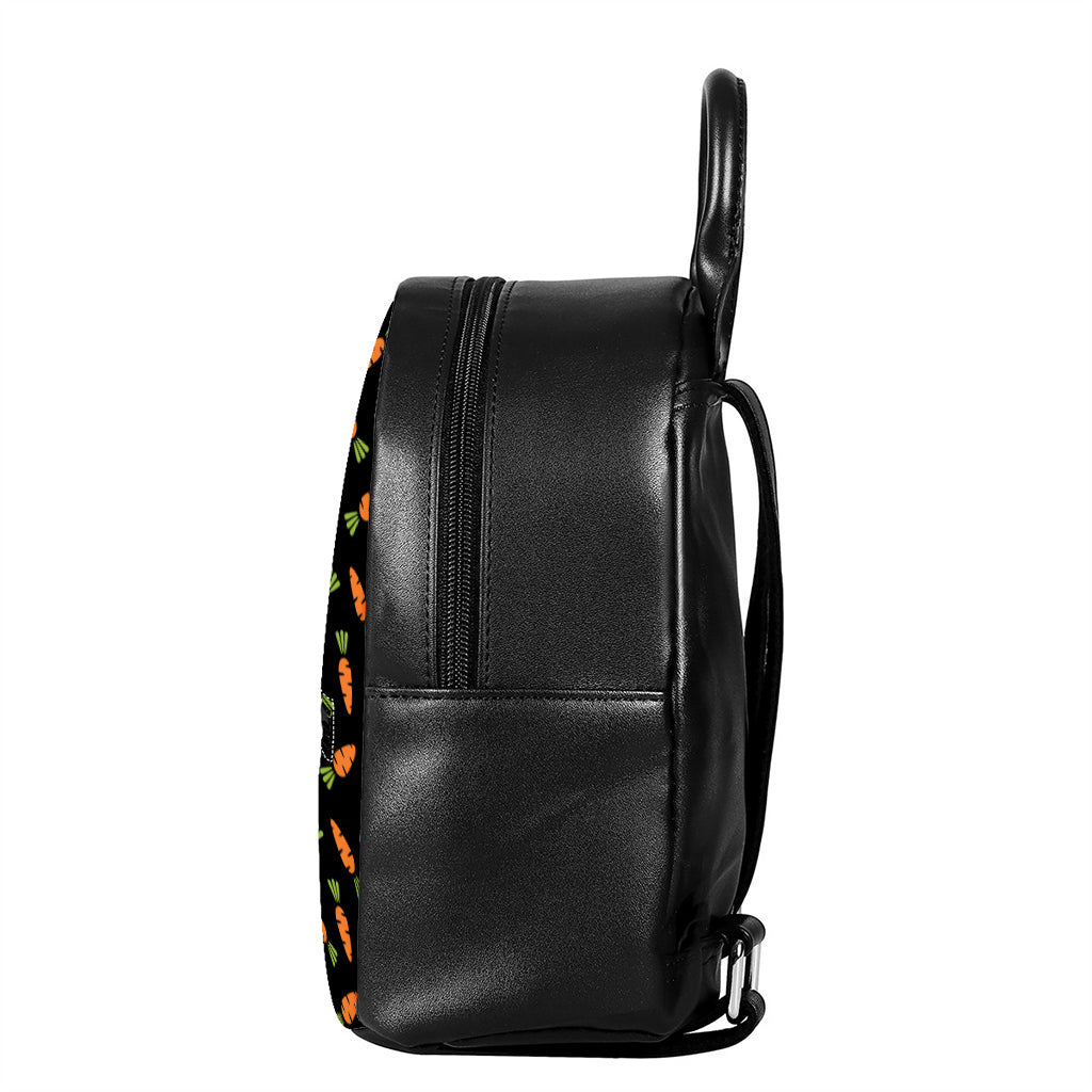 Black Carrot Pattern Print Leather Backpack