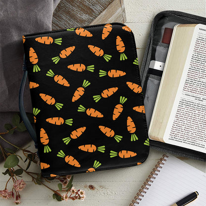 Black Carrot Pattern Print Leather Bible Cover