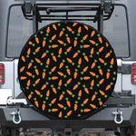 Black Carrot Pattern Print Leather Spare Tire Cover