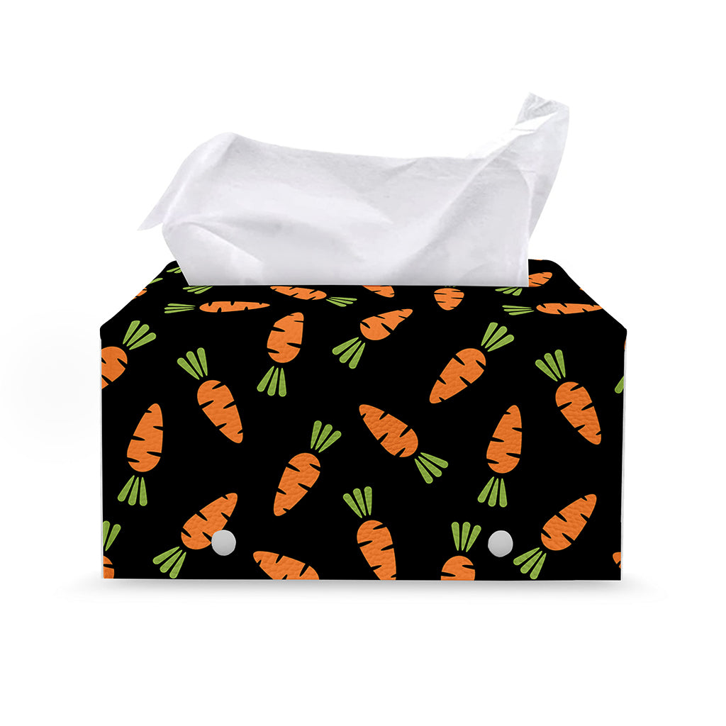 Black Carrot Pattern Print Leather Tissue Box Cover