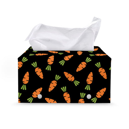 Black Carrot Pattern Print Leather Tissue Box Cover