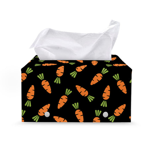 Black Carrot Pattern Print Leather Tissue Box Cover
