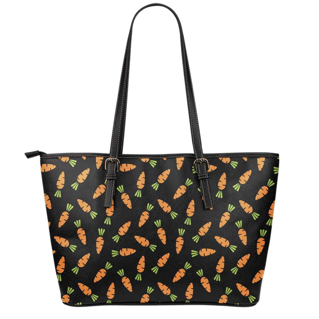 Black Carrot Pattern Print Leather Tote Bag