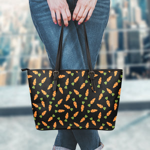 Black Carrot Pattern Print Leather Tote Bag