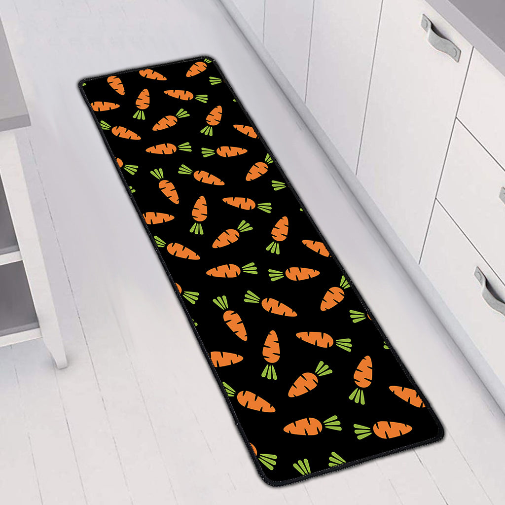 Black Carrot Pattern Print Long Kitchen Mat