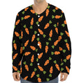 Black Carrot Pattern Print Long Sleeve Baseball Jersey
