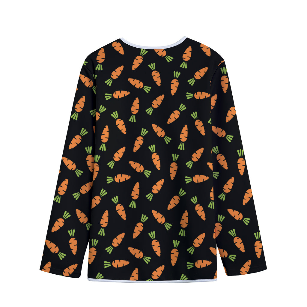 Black Carrot Pattern Print Long Sleeve Short Coat