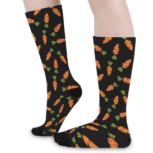 Black Carrot Pattern Print Long Socks