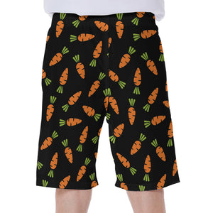 Black Carrot Pattern Print Men's Beach Shorts