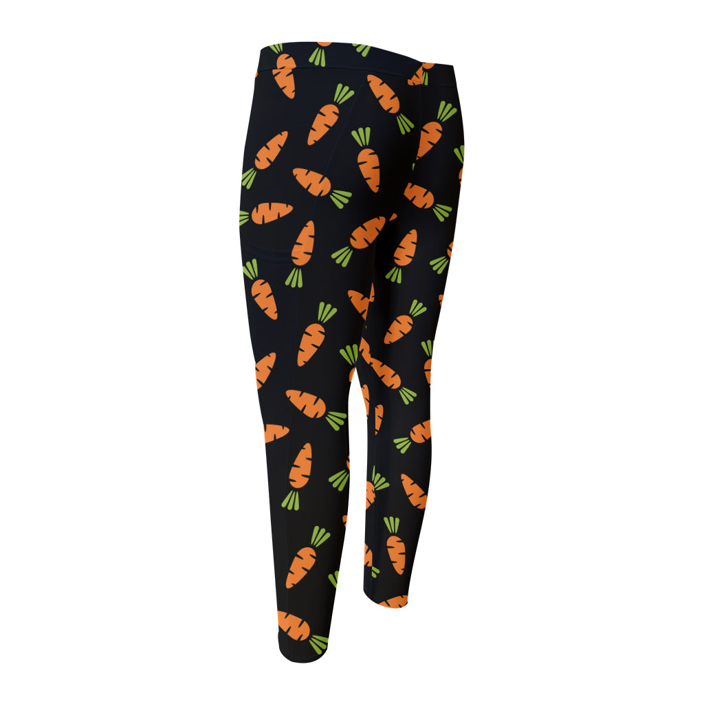 Black Carrot Pattern Print Men's Compression Pants