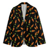 Black Carrot Pattern Print Men's Cotton Blazer