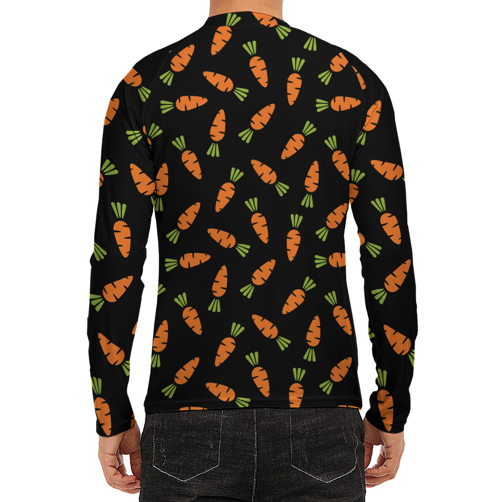 Black Carrot Pattern Print Men's Long Sleeve Rash Guard