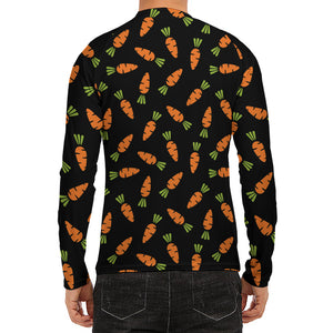 Black Carrot Pattern Print Men's Long Sleeve Rash Guard