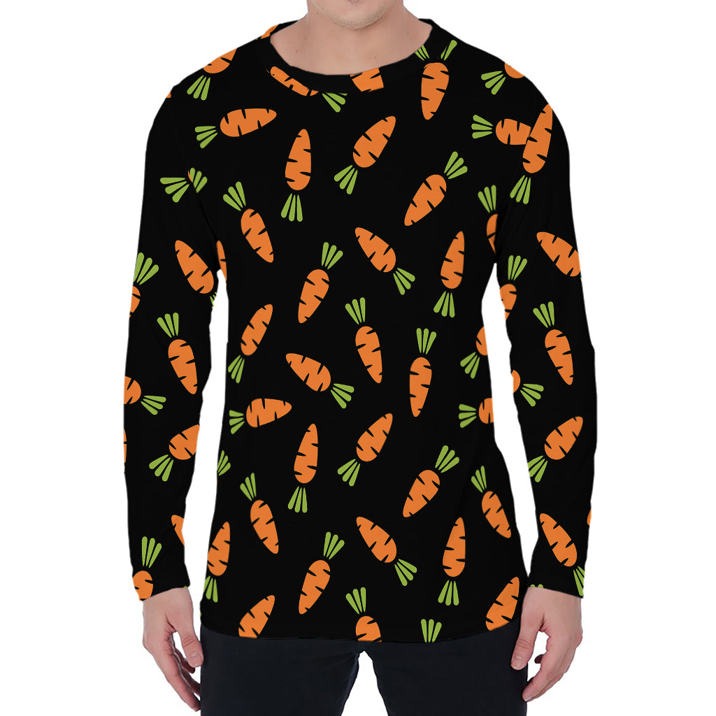 Black Carrot Pattern Print Men's Long Sleeve T-Shirt