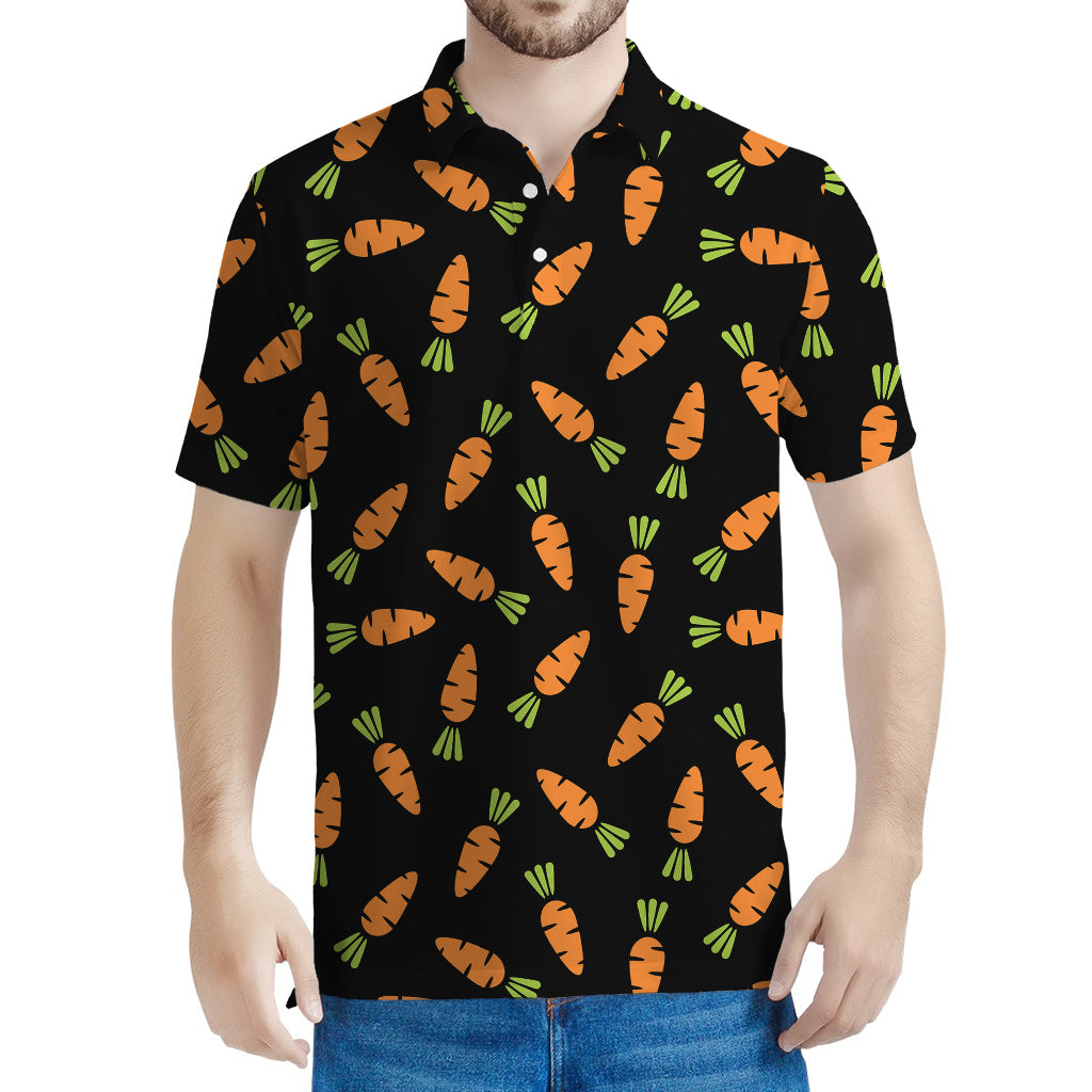 Black Carrot Pattern Print Men's Polo Shirt