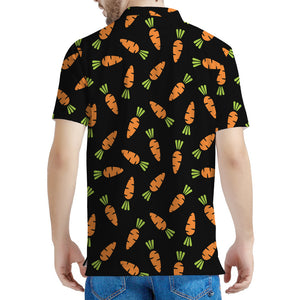 Black Carrot Pattern Print Men's Polo Shirt