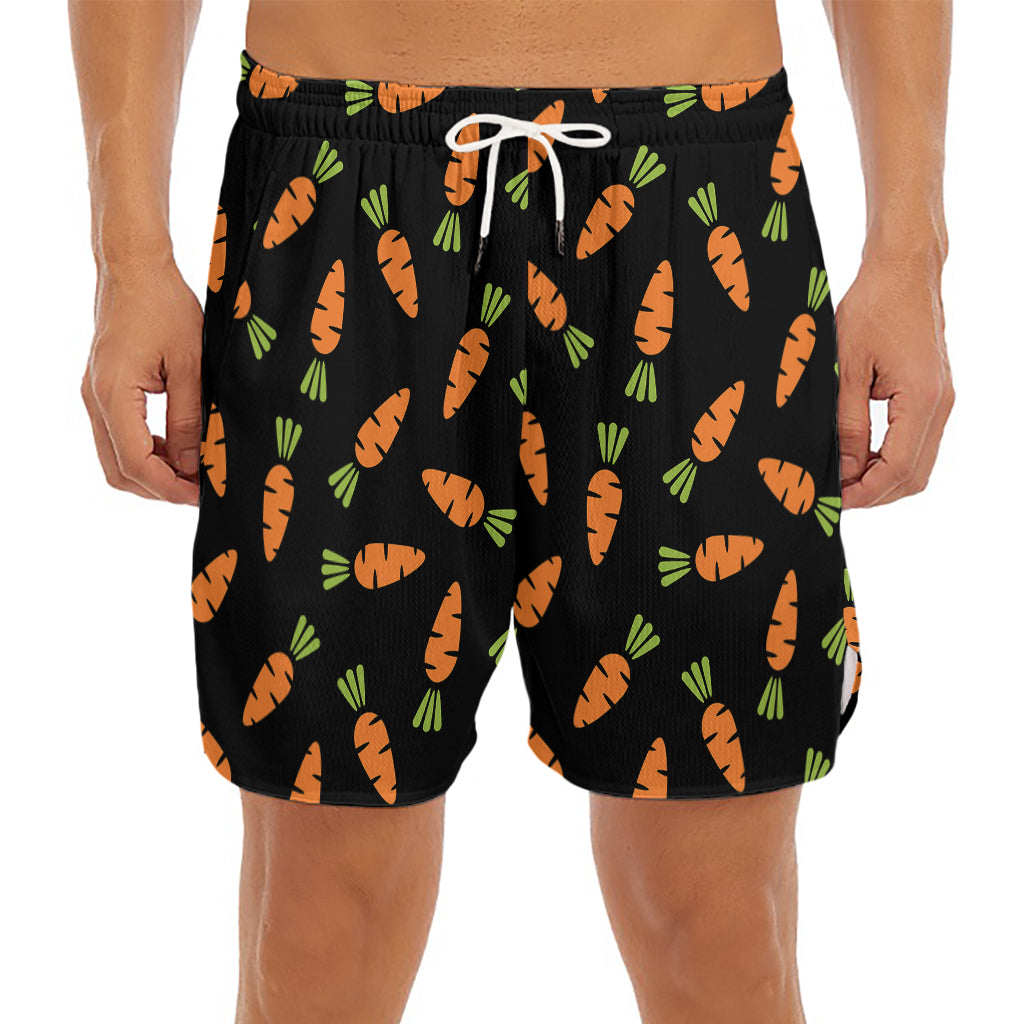 Black Carrot Pattern Print Men's Split Running Shorts