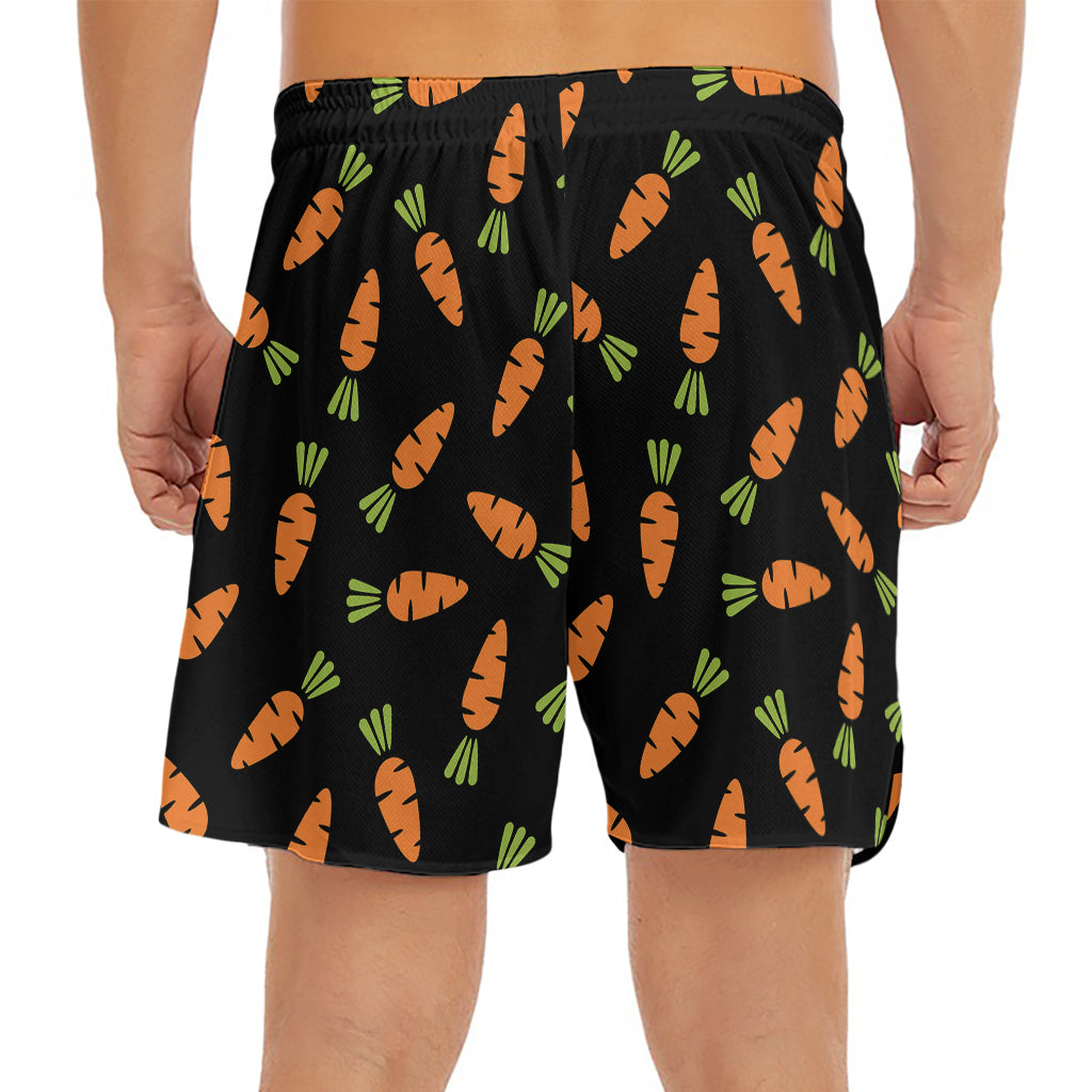 Black Carrot Pattern Print Men's Split Running Shorts