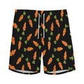 Black Carrot Pattern Print Men's Athletic Shorts