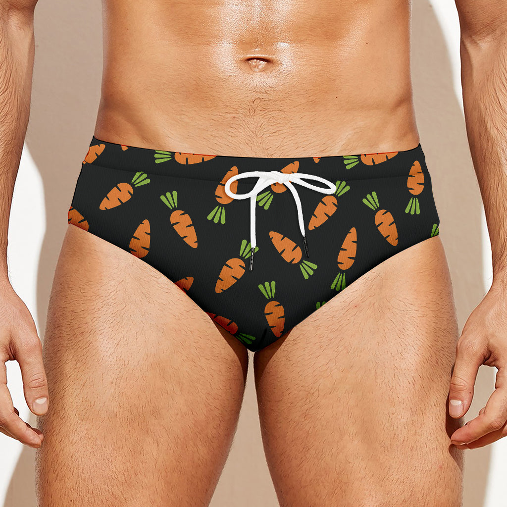 Black Carrot Pattern Print Men's Swim Briefs