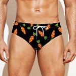 Black Carrot Pattern Print Men's Swim Briefs