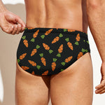 Black Carrot Pattern Print Men's Swim Briefs