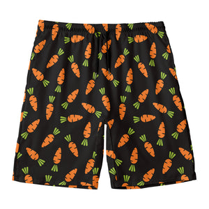 Black Carrot Pattern Print Men's Swim Trunks