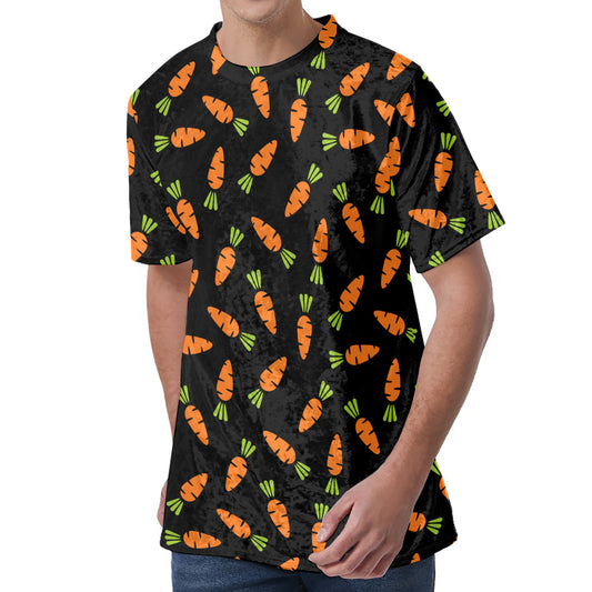 Black Carrot Pattern Print Men's Velvet T-Shirt