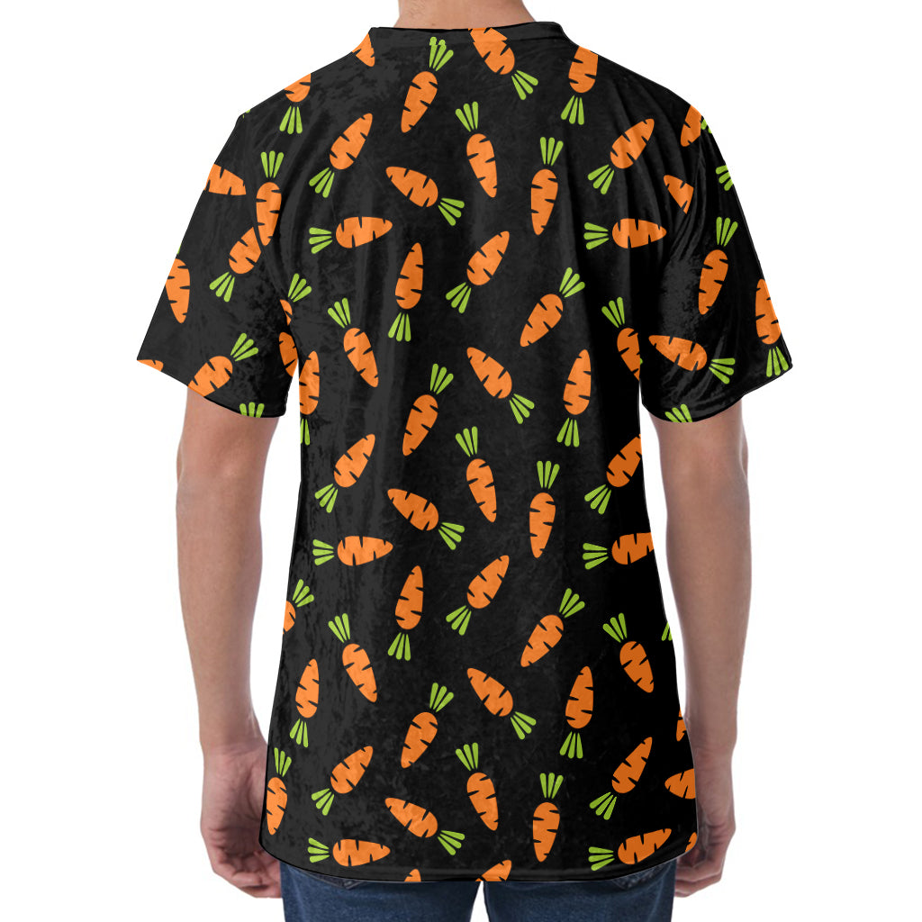 Black Carrot Pattern Print Men's Velvet T-Shirt