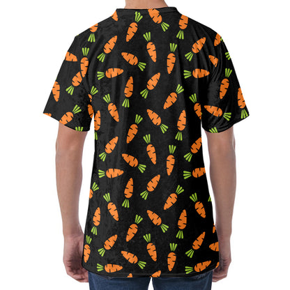 Black Carrot Pattern Print Men's Velvet T-Shirt