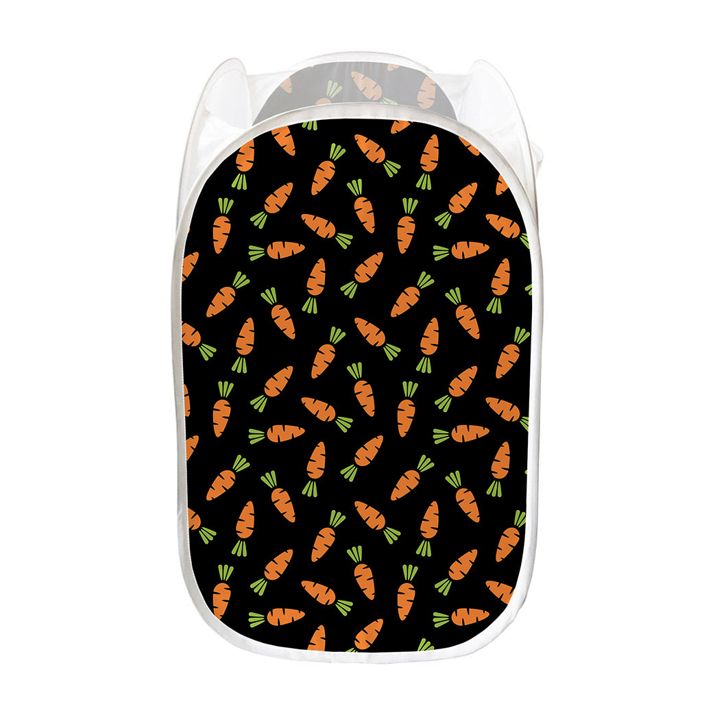 Black Carrot Pattern Print Mesh Laundry Hamper