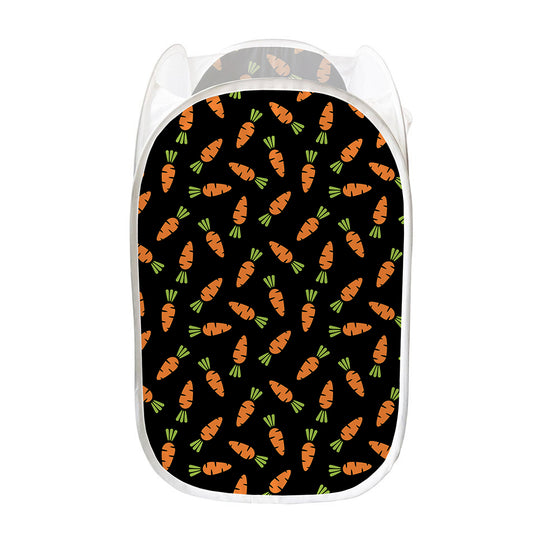 Black Carrot Pattern Print Mesh Laundry Hamper